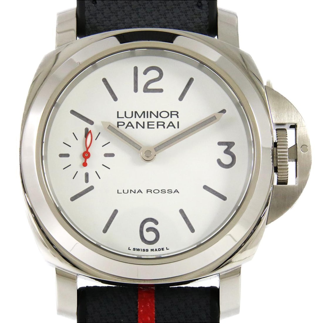PANERAI Luminor Lunarossa PAM01342 SS Manual winding: PANERAI Luminor Lunarossa PAM01342 SS Manual winding Color: Dial Colors: White Band color : Gray Material: Case: SST Bracelet: Rubber Size: Case diameter: 44mm Accessories: Genuine Box Warranty Actual