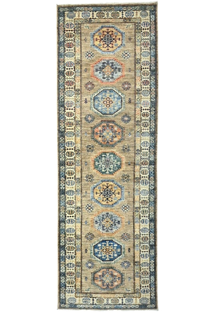Vintage Style Tribal Geometric 3X8 Kazak Oriental Runner Rug Boho Decor Carpet: Vintage Style Tribal Geometric 3X8 Kazak Oriental Runner Rug Boho Decor Carpet Free continental US Shipping Type: Runners Color: Khaki Cream Gray Beige Peach Navy etc Size: 2"7 X 7"11 Ft Material: Woo
