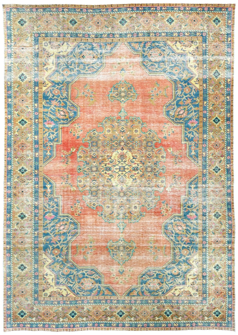 Medallion Floral Muted Beige 7X10 Distressed Vintage Oriental Rug Wool Carpet: Medallion Floral Muted Beige 7X10 Distressed Vintage Oriental Rug Wool Carpet Free continental US Shipping Type: Area Rugs Color: Muted Colors: Orange-red Beige Cream Blue Brown Pink etc Size: 7"2 X 1
