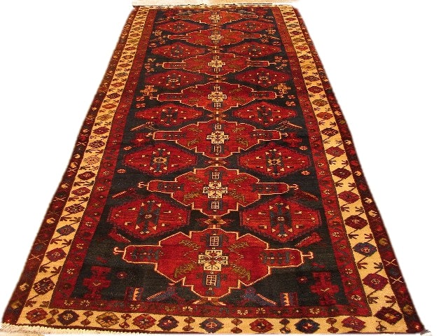 5 x 10 Red Persian Hamadan Runner: 5 x 10 Red Persian Hamadan Runner Free continental US Shipping Size in Feet: Width: 5 x Length: 10 Size in Inches: Width: 60 in x Length: 120 in Rug Type: Area Rug Colors: Red Black Weave: Hand-knotte