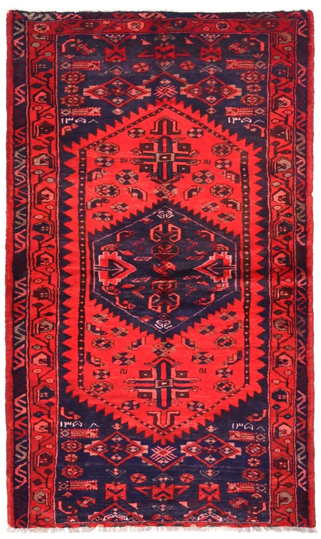 Foyer Hallway Decor Tribal Signed 3'7X6'4 Oriental Rug Hand-Knotted Wool Carpet: Foyer Hallway Decor Tribal Signed 3'7X6'4 Oriental Rug Hand-Knotted Wool Carpet Free continental US Shipping Type: Area Rugs Color: Purple-navy Bright Red Khaki Maroon Red etc Size: 3"7 X 6"4 Material