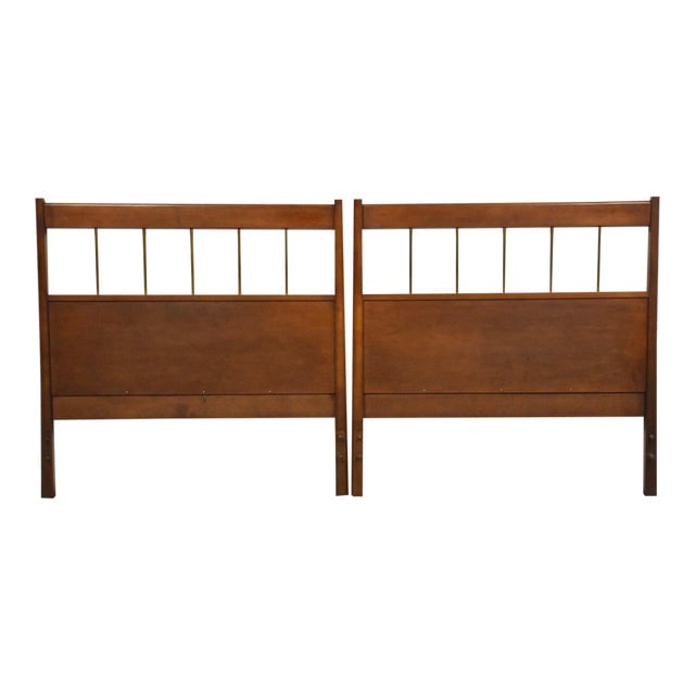 Solid Birch Planner Group Twin Headboards- a Pair Mid Century Modern: Solid Birch Planner Group Twin Headboards- a Pair Mid Century Modern A pair of mid century modern birch twin headboards with polished brass spindles designed by Paul McCobb for Winchendon Furniture "P