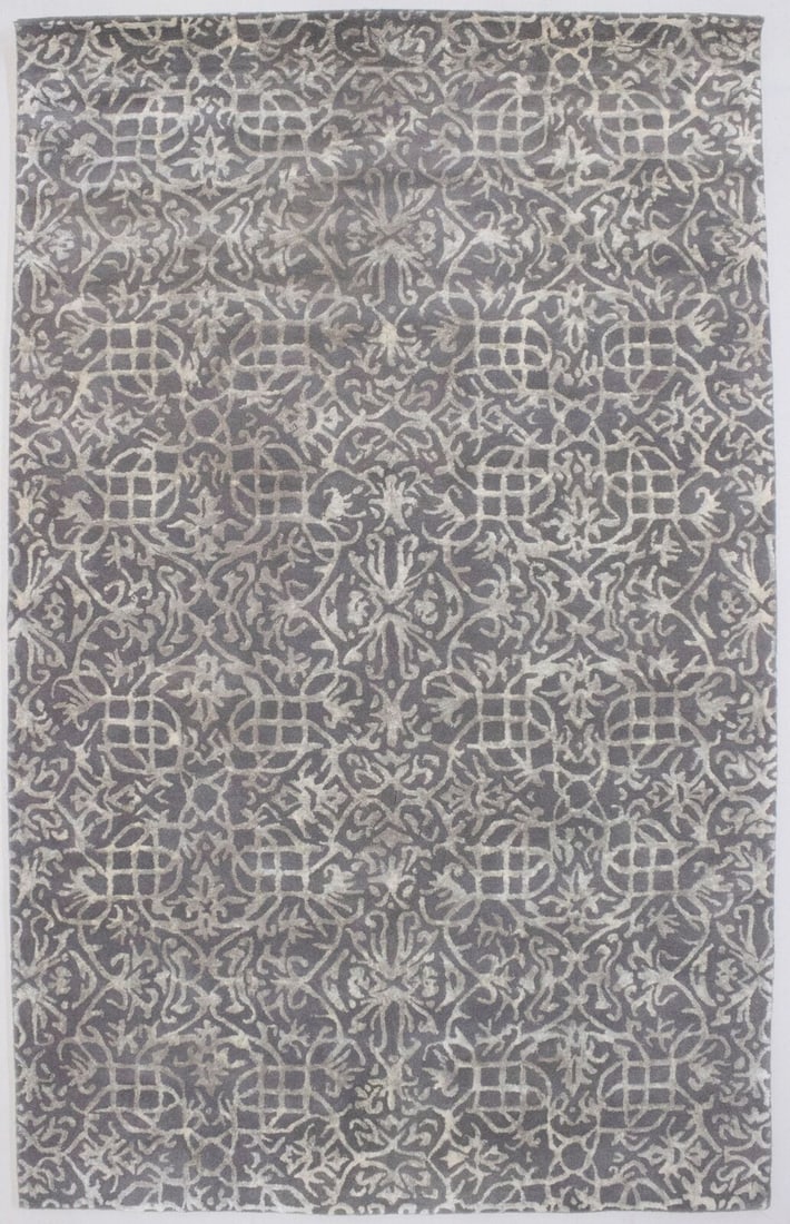 Grey & Ivory Abstract Hand Tufted 5X8 Modern Wool & Silk Oriental Rug Carpet: Grey & Ivory Abstract Hand Tufted 5X8 Modern Wool & Silk Oriental Rug Carpet Free continental US Shipping Type: Area Rugs Color: Grey Ivory etc Size: 5"0 x 8"0 Ft Production Technique: Knotted Materia