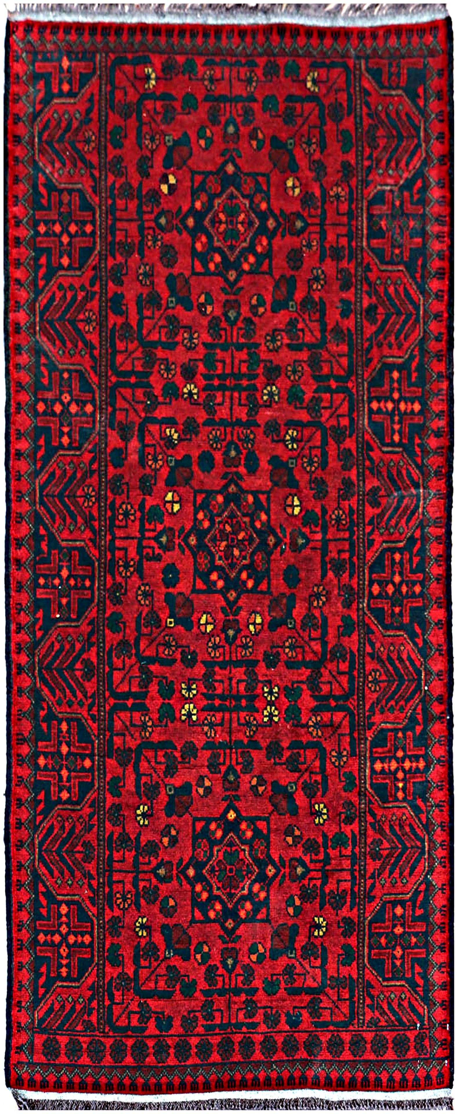 6 FOOT RUNNER 3 x 6 Afghan Khal Mohammadi Rug Ethnic Tribal Rug: 6 FOOT RUNNER 3 x 6 Afghan Khal Mohammadi Rug Ethnic Tribal Rug Free continental US Shipping Size in Feet: Width: 2.7 x Length: 6.3 Size in Inches: Width: 31 in x Length: 75 in Colors: Dark Red Weave: