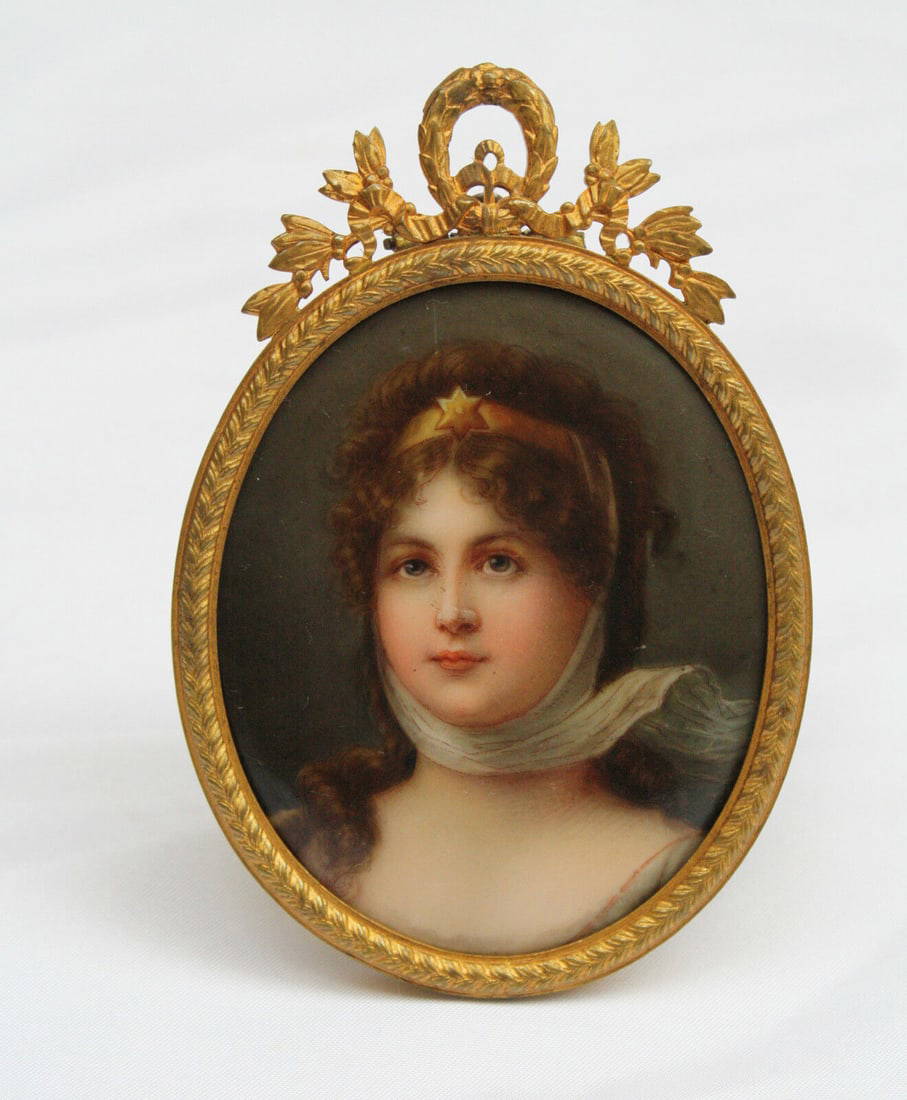 19c Hand Painting On Porcelain With Bronze Frame Auction