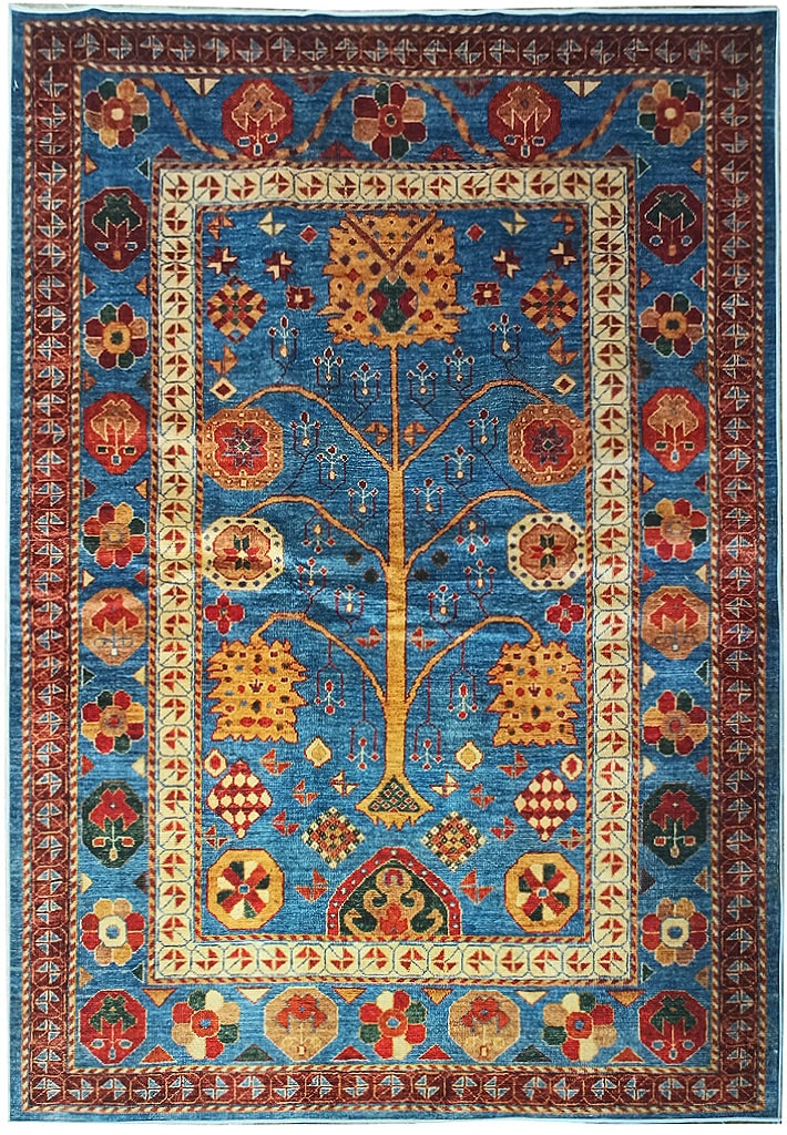 5 x 7 Tribal pattern Turkish made Rug Tree of Life: 5 x 7 Tribal pattern Turkish made Rug Tree of Life Free continental US Shipping Size in Feet: Width: 5.3 x Length: 7.5 Size in Inches: Width: 63 in x Length: 89 in Rug Type: Area Rug Colors: Blue oran