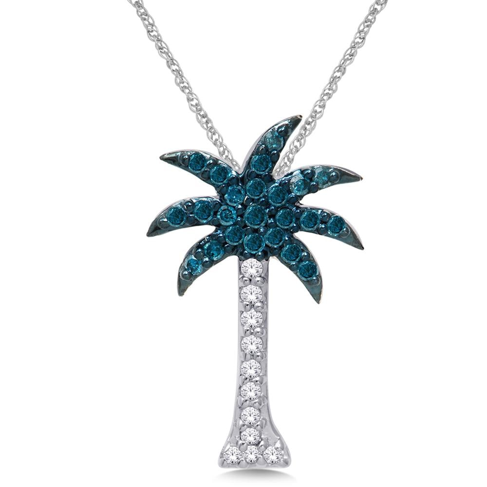 14K White Gold 1/5 Ct.Tw. Diamond Palm Tree Pendant: 14K White Gold 1/5 Ct.Tw. Diamond Palm Tree Pendant 14K 1/5 Ct.Tw. Diamond Palm Tree Pendant Metal: 14k White Gold Stone Count: 34.0 Stone Shape: Round / Round Blue Stone Type: Diamond Stone Color: Gh