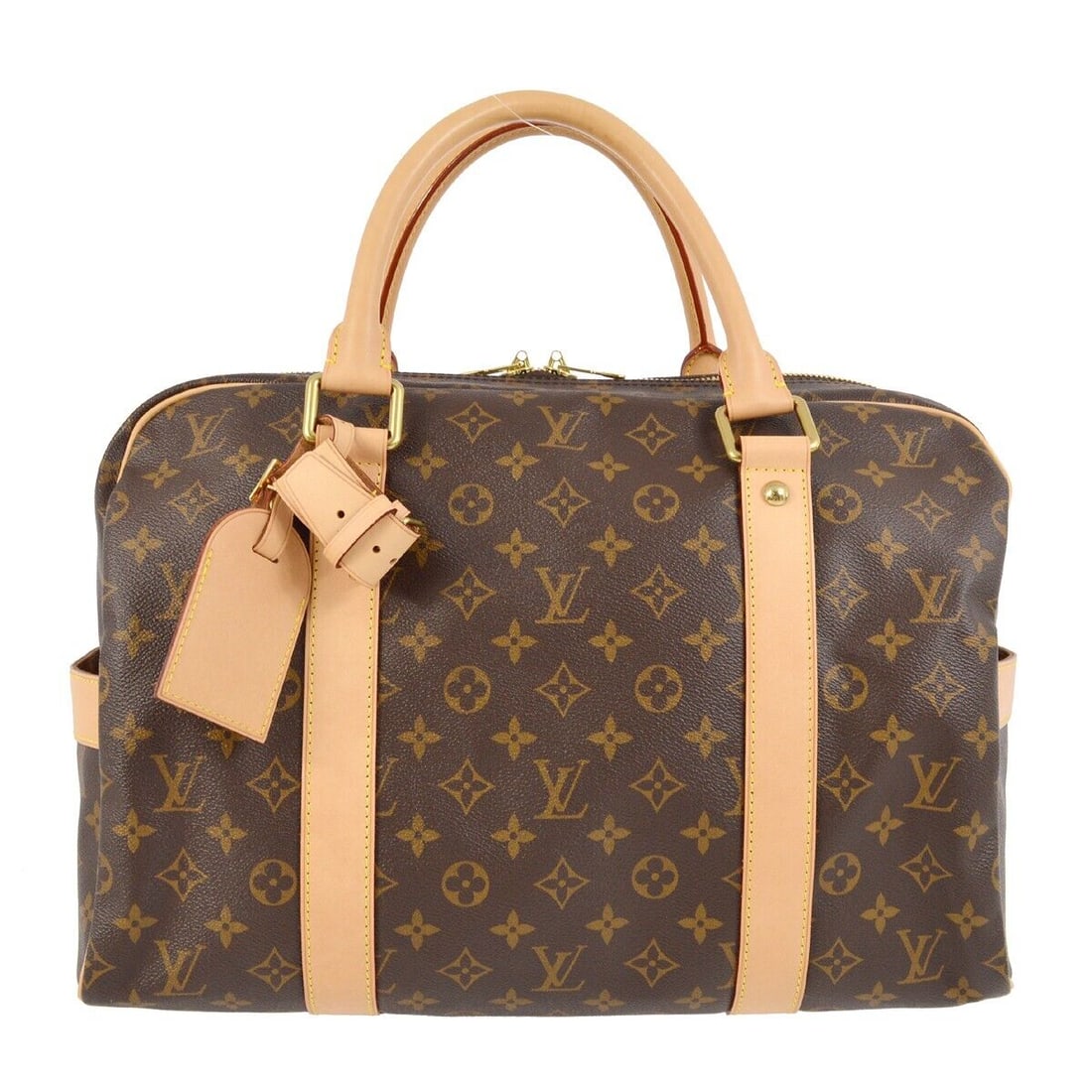 Louis Vuitton Monogram Carryall Duffle Bag M40074: Louis Vuitton Monogram Carryall Duffle Bag M40074 Bag Width: 16 in Pattern: Monogram Bag Height: 11 in Closure: Zip Occasion: Casual Handle/Strap Color: Beige Size: Large Handle Style: Double Handles 