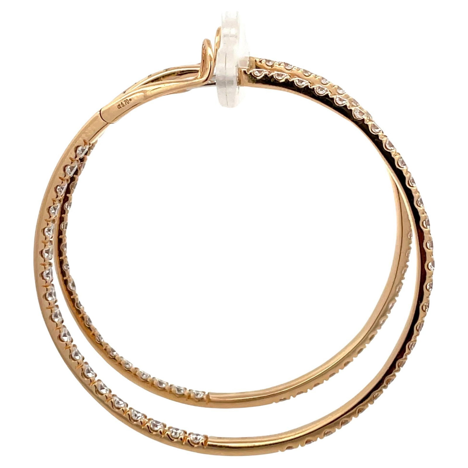 Italian Large Hoop Earrings 5.70 Carats 18 Karat Yellow Gold F VS 1.10" Diameter: Italian Large Hoop Earrings 5.70 Carats 18 Karat Yellow Gold F VS 1.10" Diameter Creator: Crivelli Metal: 18k Gold Yellow Gold Weight: 5.7 g Dimensions: Diameter: 2 in (50.8 mm) Style: Contemporary Pl