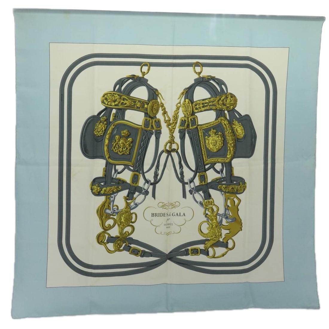 Hermes Carre 90: Hermes Carre 90 Brand: Hermes Model: Carre 90 Color: Blue Material: Silk Dimensions: W90cm x H90cm Country of Origin: France Comments: Indulge in the elegance of Hermes with this exquisite Light Blue