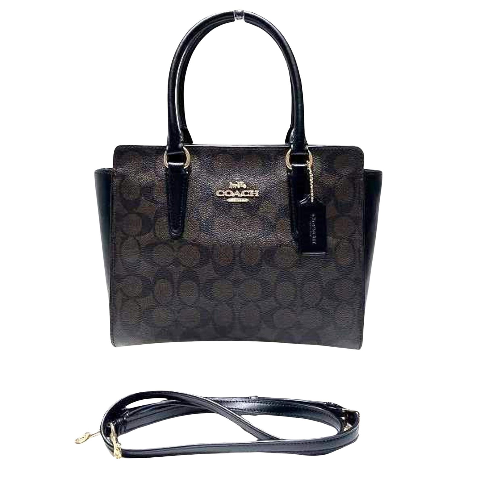 Coach Signature: Coach Signature Brand: Coach Model: Signature Color: Brown Material: Canvas Dimensions: 21cm x 26cm x 9cm Country of Origin: United States of America Comments: The Coach Signature Handbag in Black and