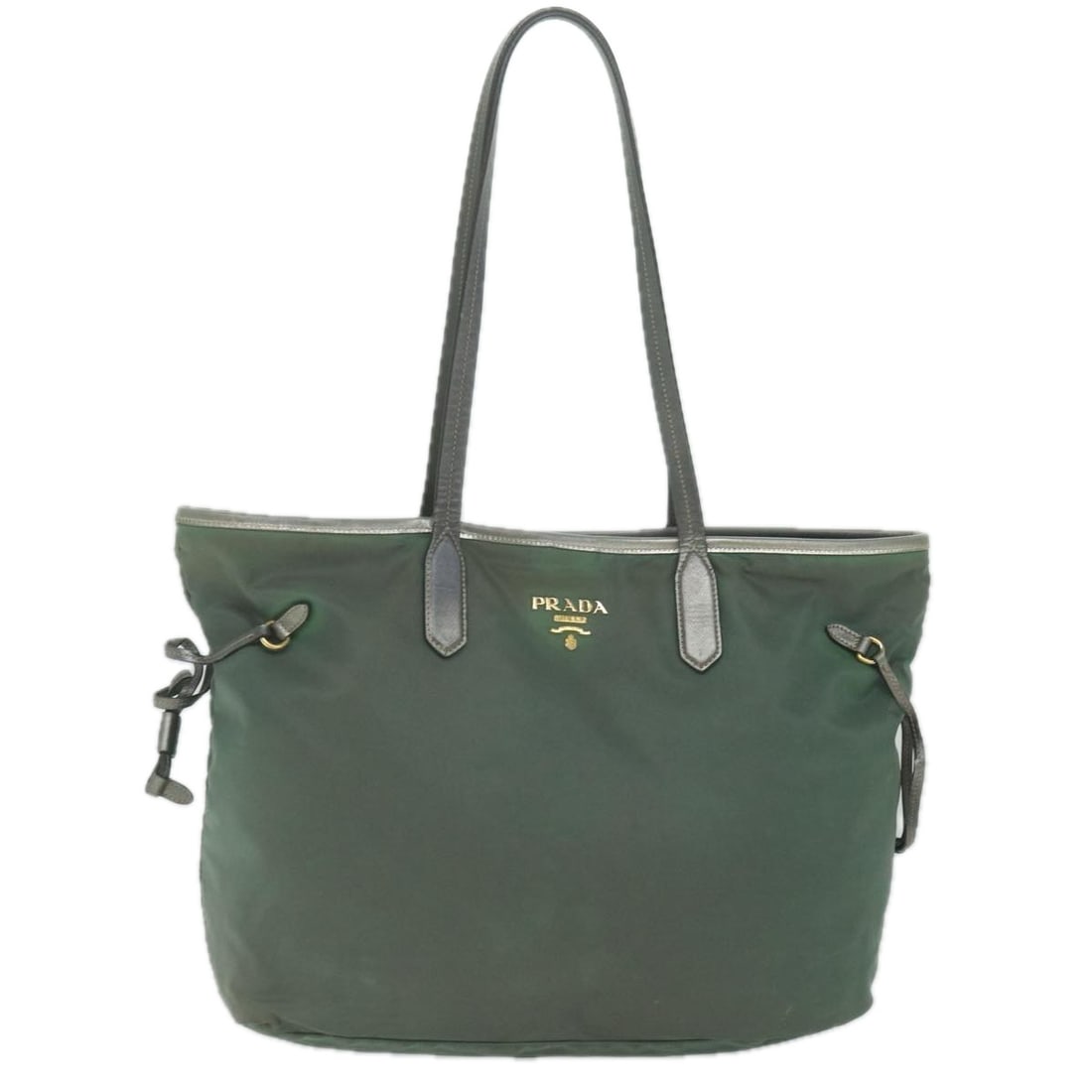 Prada Tessuto: Prada Tessuto Brand: Prada Model: Tessuto Color: Khaki Material: Synthetic Dimensions: W34cm x H27cm x D12cm Country of Origin: Italie Comments: Presenting the PRADA Tessuto Tote Bag in a sophisticate