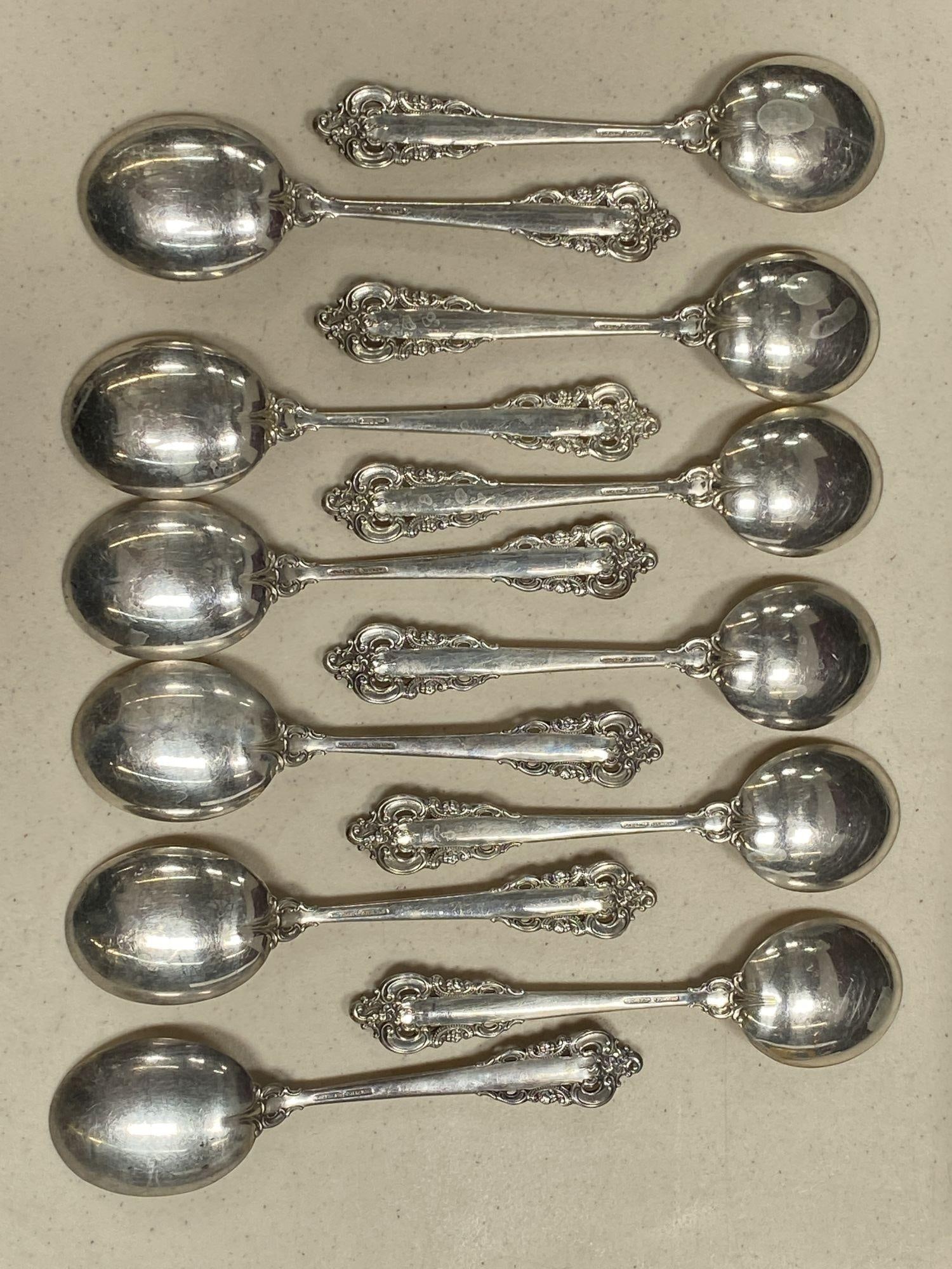 Set of 12 Wallace Grande Baroque Sterling Silver Flatware with Orignal Canteen: Set of 12 Wallace Grande Baroque Sterling Silver Flatware with Orignal Canteen Creator: Wallace Silversmiths (Manufacturer) Dimensions: Height: 9 in (22.86 cm)Width: 1 in (2.54 cm)Depth: 1 in (2.54 cm