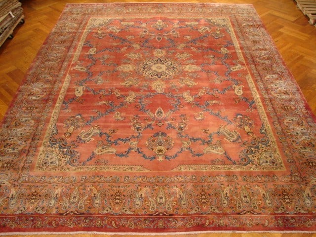 11 x 15 Antique Traditional Hand-knotted Persian: 11 x 15 Antique Traditional Hand-knotted Persian Free continental US Shipping Size in Feet: Width: 11.2 x Length: 15 Size in Inches: Width: 134 in x Length: 180 in Rug Type: Area Rug Colors: Salmon We