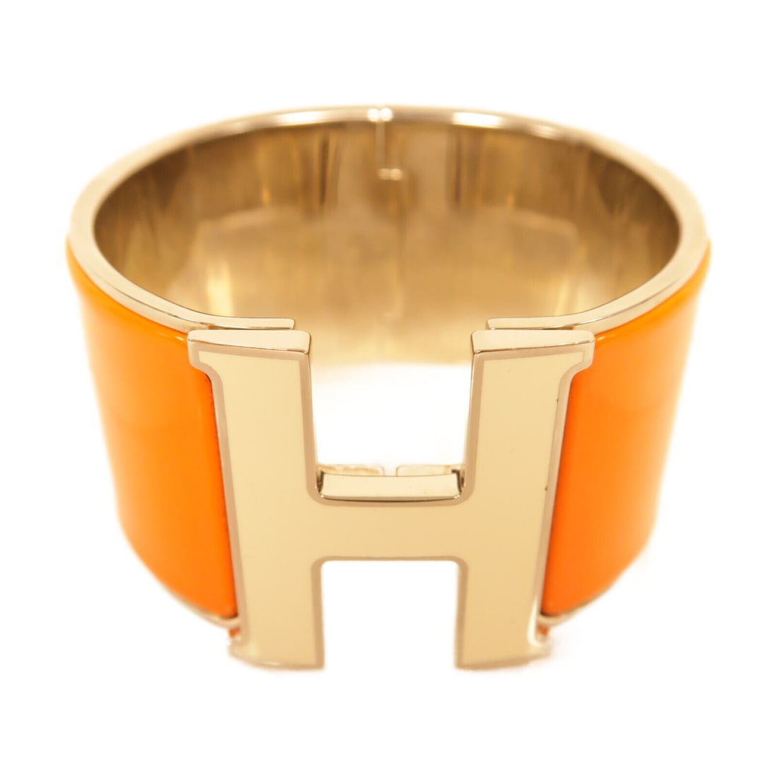 Hermes PHW Clic-Clac H Bracelet Bracelets Metal Orange/White: Hermes PHW Clic-Clac H Bracelet Bracelets Metal Orange/White Style: Bangle Material: Other Color: Orange Metal: Other Size Type: Regular Main Stone: No Stone Type: Bangle Frame Color: Orange Metal Pur