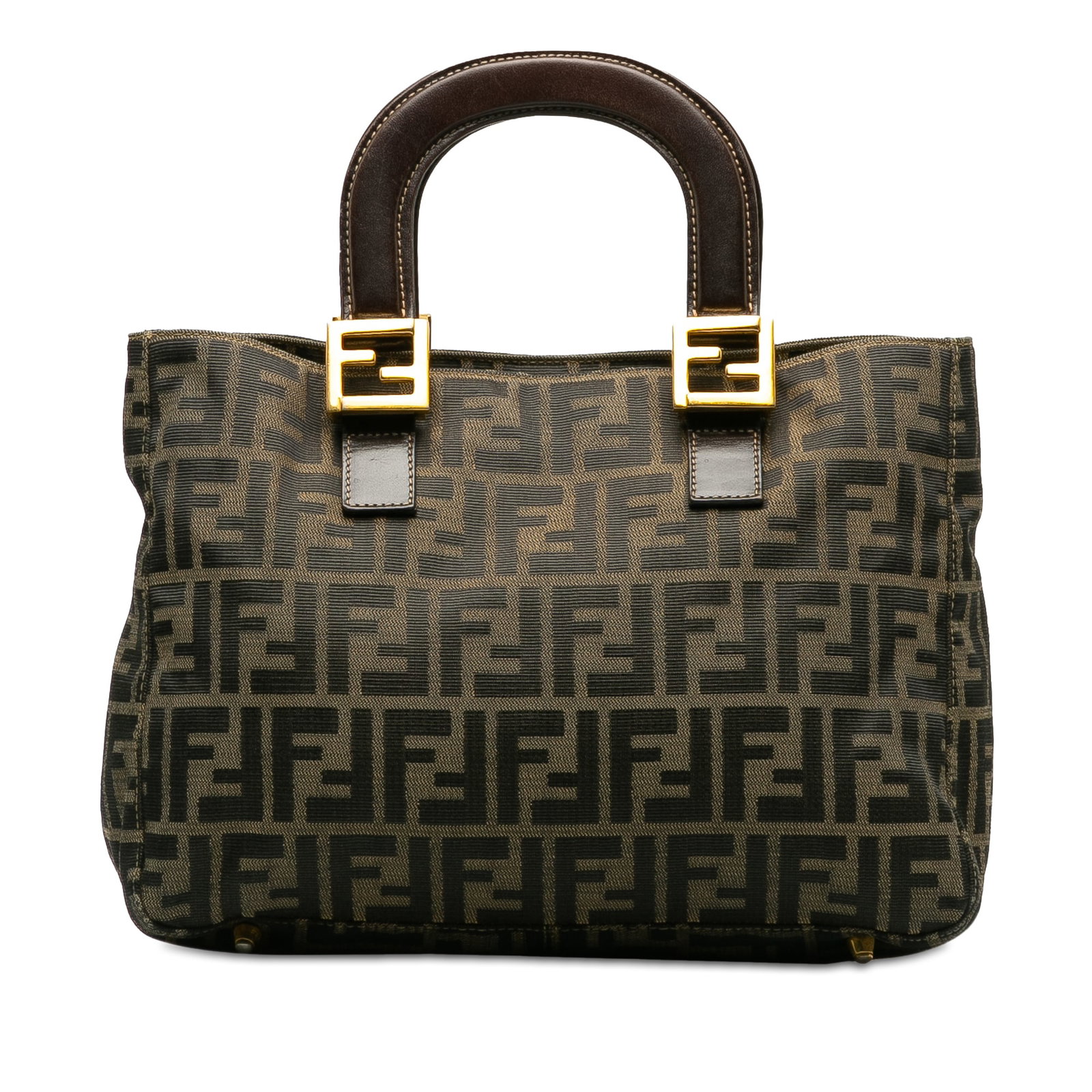Fendi Zucca Twins Handbag: Fendi Zucca Twins Handbag This handbag features a canvas body flat leather top handles an open top with magnetic closure and an interior zip pocket. Brand: Fendi Model: Zucca Twins Handbag Origin: Ita