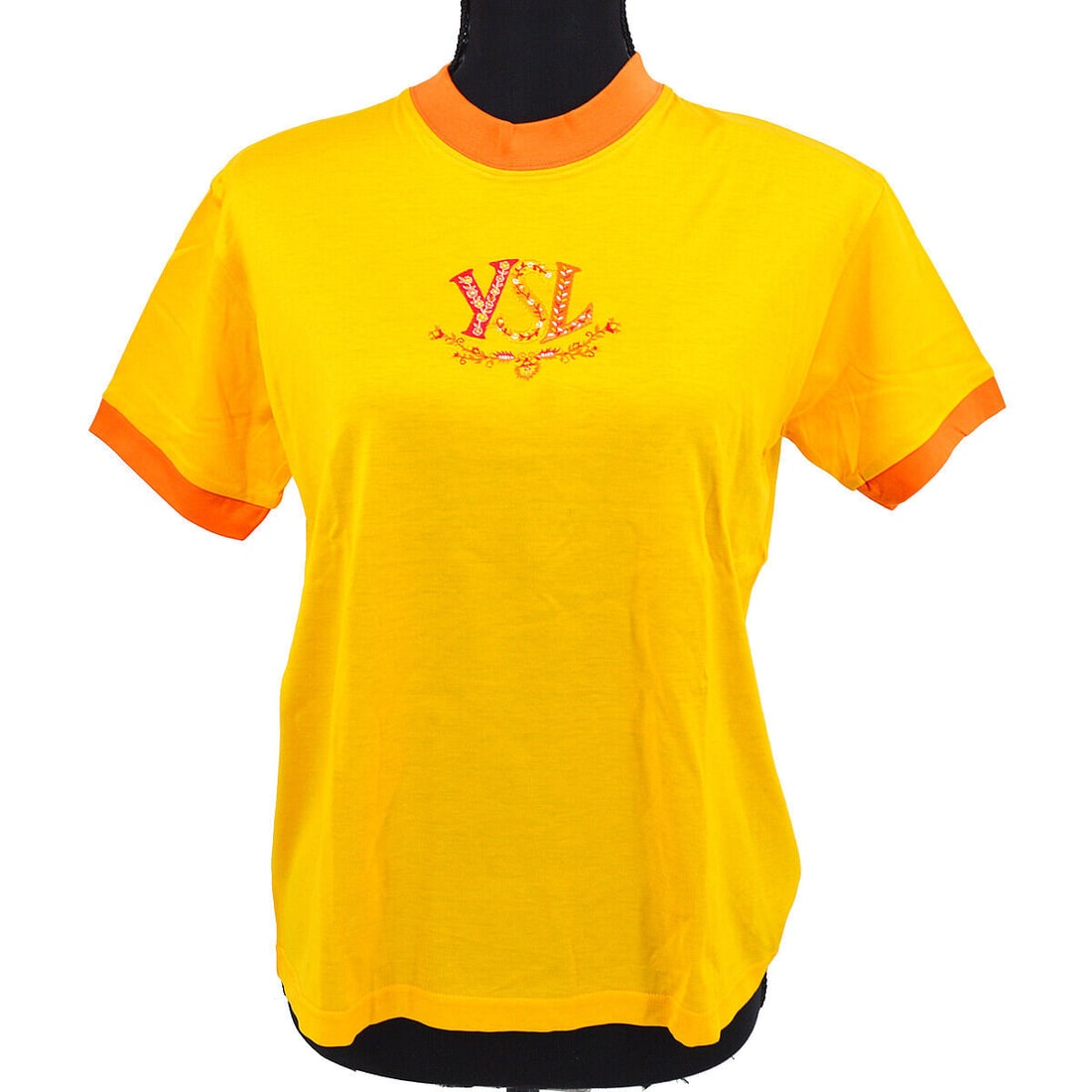 Yves Saint Laurent Logos Round Neck Short Sleeve Tops Yellow #150 S227-094: Yves Saint Laurent Logos Round Neck Short Sleeve Tops Yellow #150 S227-094 Size: 150 Accents: Logo Style: Basic Season: Summer Material: 100% Cotton Fit: Regular Type: T-Shirt Color: Yellow Neckline: