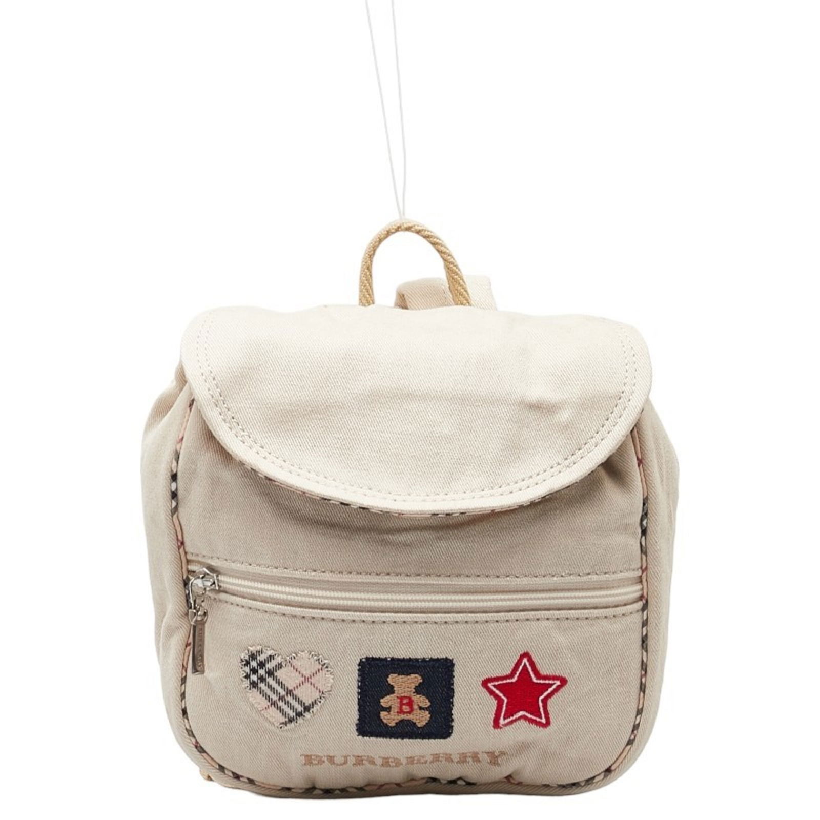 Burberry Nova Check Teddy Bear Star Heart Motif Backpack Beige Canvas Women's BURBERRY: Burberry Nova Check Teddy Bear Star Heart Motif Backpack Beige Canvas Women's BURBERRY Brand: Burberry Type: Backpack Material: Canvas Canvas: Color: Beige Gender: Women Size (HxWxD): 16.5cm x 19cm x