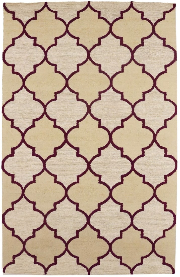 Hand-Tufted Cream & Fuchsia Trellis 5X8 Contemporary Modern Rug Room Carpet: Hand-Tufted Cream & Fuchsia Trellis 5X8 Contemporary Modern Rug Room Carpet Free continental US Shipping Type: Area rug Color: Cream & Fuchsia Size: 5"0 X 8"0 Ft Production Technique: Knotted Material