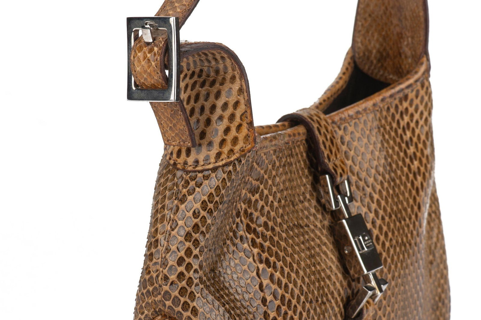 Gucci Tom Ford Python Mini Jackie Bag: Gucci Tom Ford Python Mini Jackie Bag Brand: Tom Ford for Gucci Dimensions: Height: 6 in (15.24 cm)Width: 1.5 in (3.81 cm)Length: 9 in (22.86 cm) Place of Origin: Italy Period: 20th Century Pre-Owned