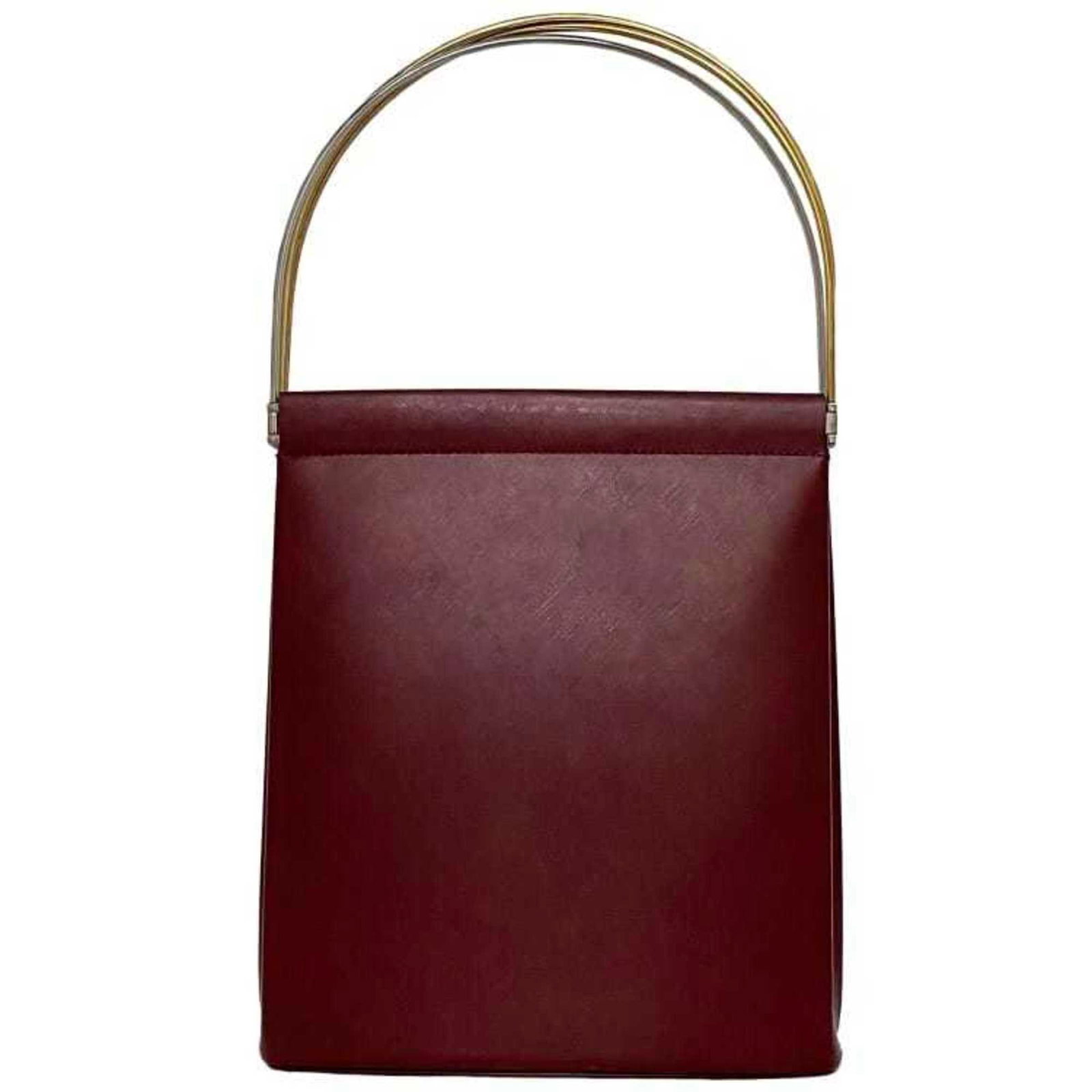 Cartier Handbag Bordeaux Trinity Tote Bag Calf Leather GP Handle Bellows Metal Fittings Ladies: Cartier Handbag Bordeaux Trinity Tote Bag Calf Leather GP Handle Bellows Metal Fittings Ladies Brand: Cartier Line: Trinity Type: Handbag Tote bag Material: Leather Leather: Leather/Fur Type: Calfskin