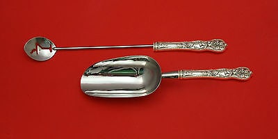 Wild Rose by Watson Sterling Silver Bar Set 2pc HHWS Custom Made: Wild Rose by Watson Sterling Silver Bar Set 2pc HHWS Custom Made Wild rose by watson sterling silver custom made hollow handle with stainless two piece bar set which includes: 1 - martini spoon, cockt