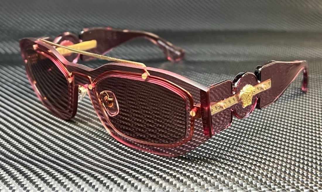 VERSACE VE2235 100269 Pink Dark Violet Womens 51 mm Sunglasses: VERSACE VE2235 100269 Pink Dark Violet Womens 51 mm Sunglasses Frame Color: Pink Uv Protection: UV400 Type: Sunglasses Lens Material: Polycarbonate Style: Irregular Frame Material: Plastic Metal Lens