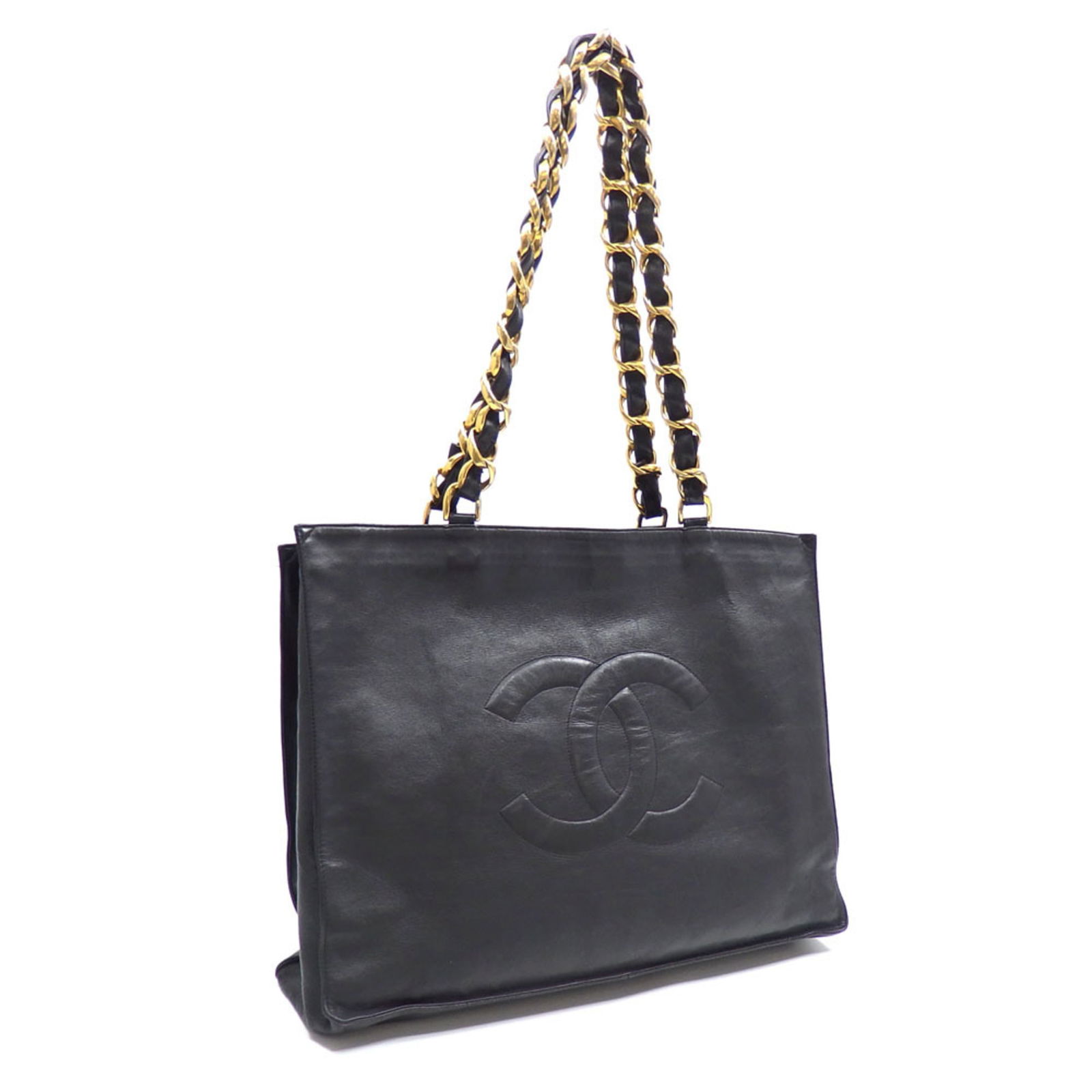 Chanel Chain Tote Bag for Women Black Lambskin Coco Mark: Chanel Chain Tote Bag for Women Black Lambskin Coco Mark Brand: Chanel Type: Tote bag Material: Leather Leather: Leather/Fur Type: Lambskin Color: Black Gender: Women Size (HxWxD): 30cm x 41cm x 11cm