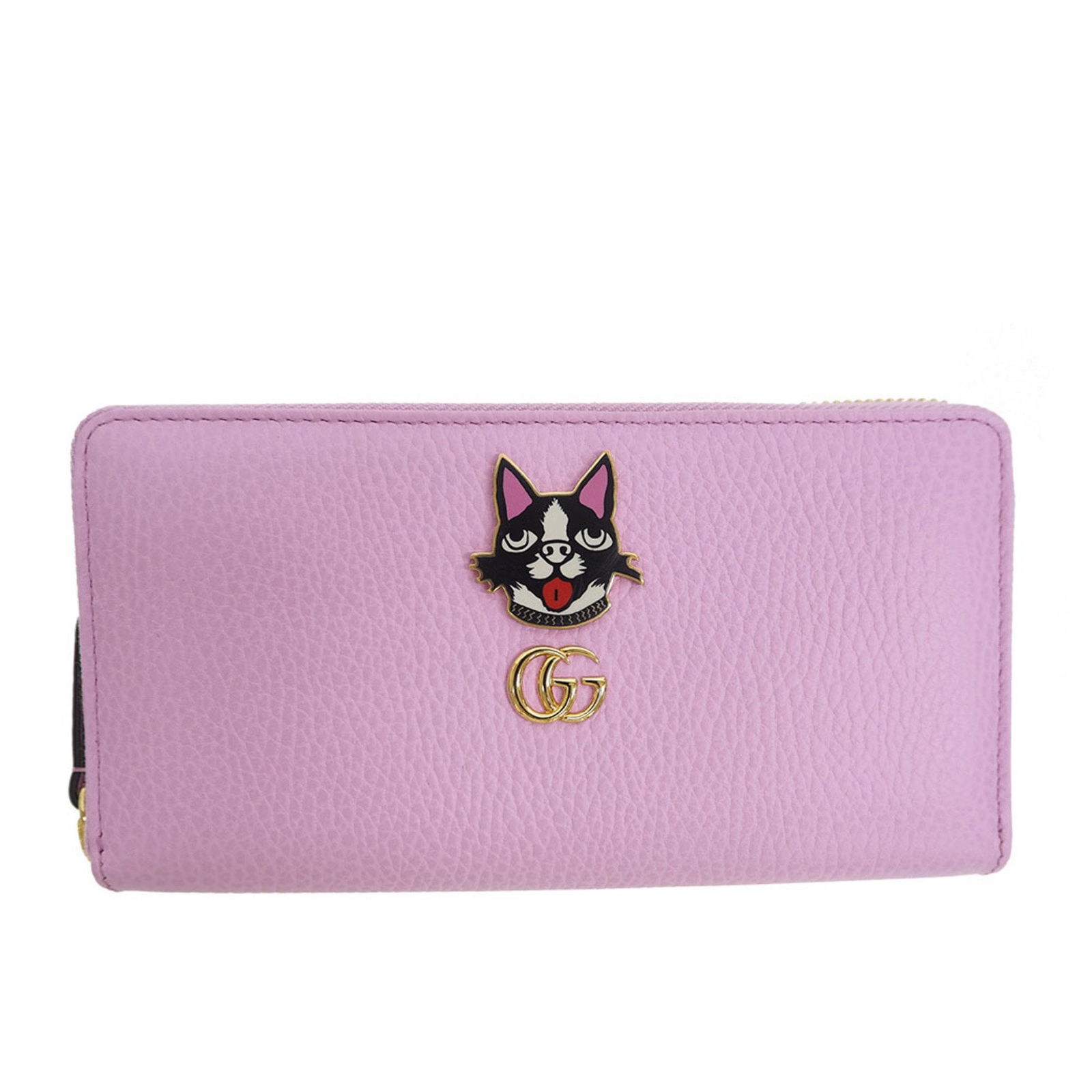 GUCCI Gucci 499337 GG Marmont Bosco Zip Around Wallet Round Purse Light Pink Dog Boston Terrier: GUCCI Gucci 499337 GG Marmont Bosco Zip Around Wallet Round Purse Light Pink Dog Boston Terrier Brand: Gucci Gender: Women Material: Leather Leather: Color: Light pink Closure: Zipper Inner Pocket: Bi