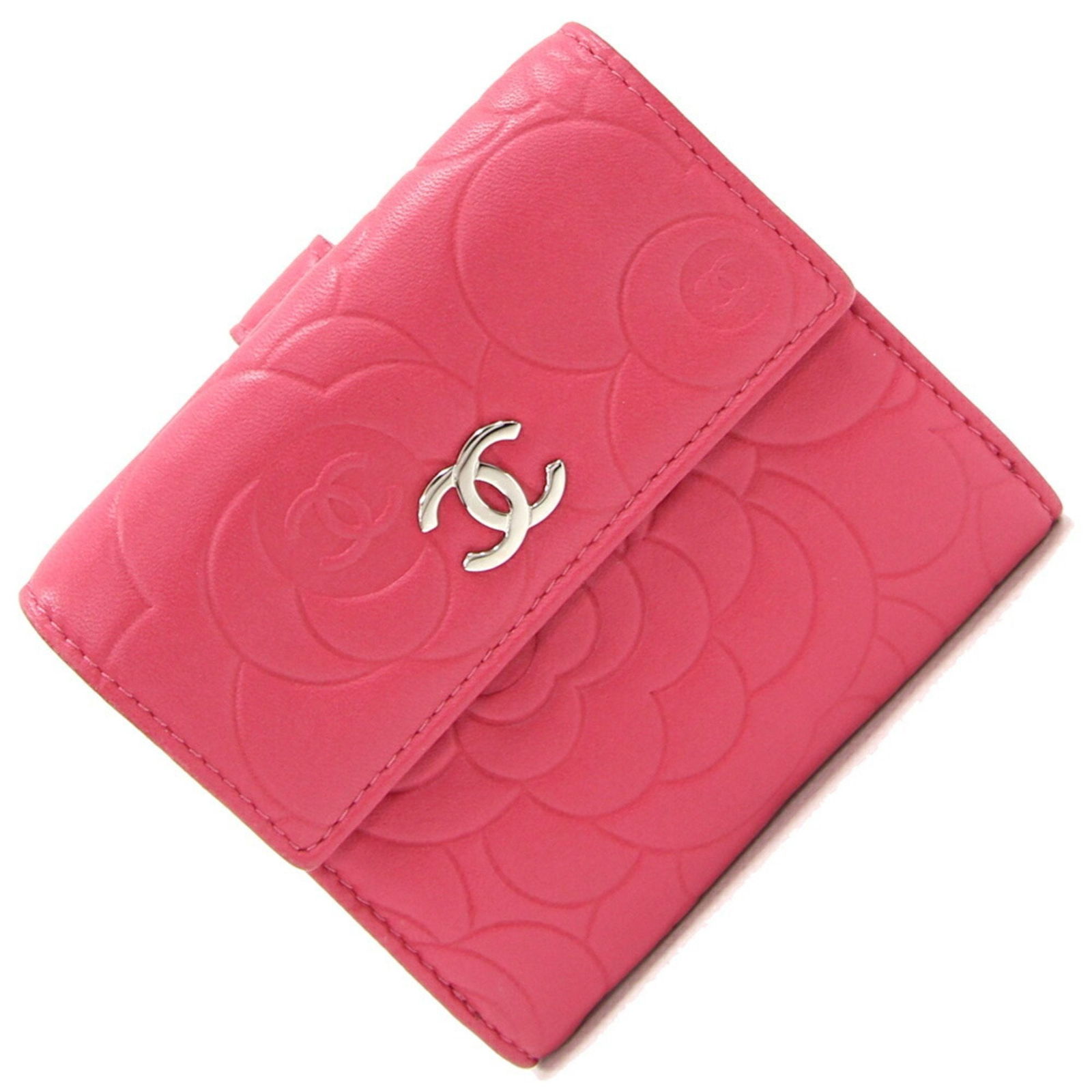 Chanel W Wallet Camellia Pink Leather Double Sided Compact Coco Mark Women's CHANEL: Chanel W Wallet Camellia Pink Leather Double Sided Compact Coco Mark Women's CHANEL Brand: Chanel Line: Camellia Country of Origin: Italy Type: Wallet (bi-fold) Gender: Women Material: Leather Leather