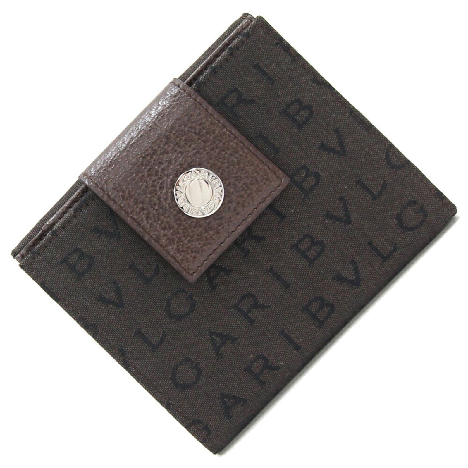 BVLGARI W Wallet Mania Dark Brown Canvas Leather Double Side Open Compact Ladies: BVLGARI W Wallet Mania Dark Brown Canvas Leather Double Side Open Compact Ladies Brand: Bvlgari Line: Logomania Country of Origin: Italy Type: Wallet (bi-fold) Gender: Women Material: Canvas Leather C