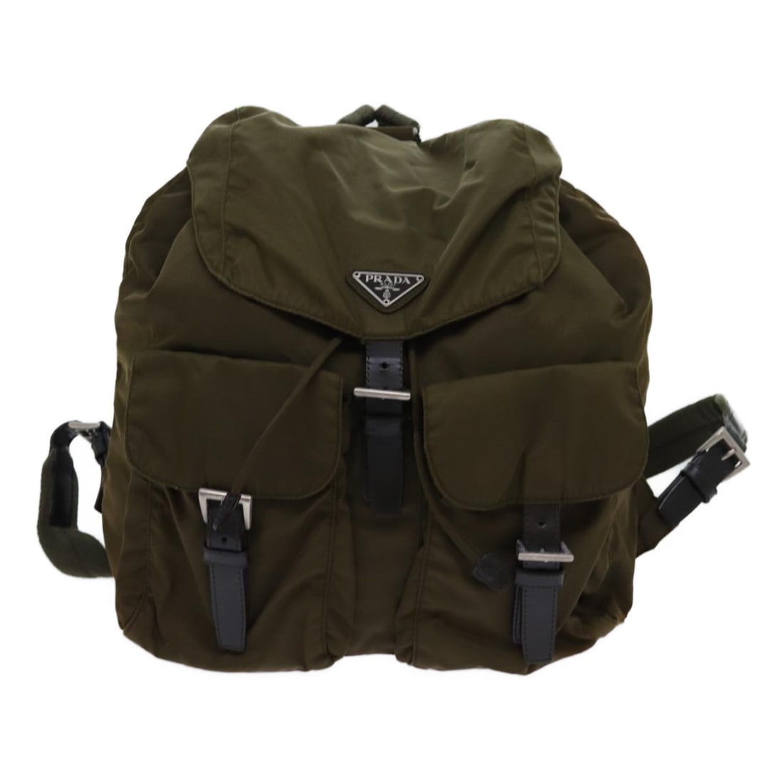 Prada Tessuto: Prada Tessuto Brand: Prada Model: Tessuto Color: Khaki Material: Synthetic Dimensions: W30cm x H30cm x D15cm Country of Origin: Italie Comments: The Prada Tessuto backpack made from durable khaki nylo