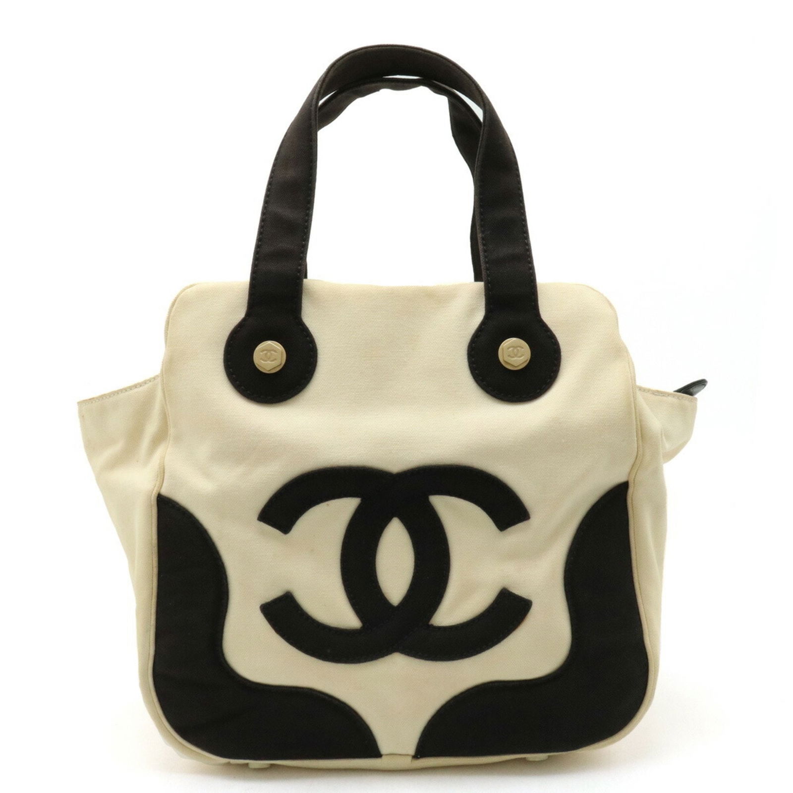 CHANEL Chanel Marshmallow Bag Coco Mark Tote Handbag Canvas Ivory White Black: CHANEL Chanel Marshmallow Bag Coco Mark Tote Handbag Canvas Ivory White Black Brand: Chanel Type: Handbag Tote bag Material: Canvas Canvas: Color: Black Ivory Style: Casual Gender: Women Size (HxWxD):