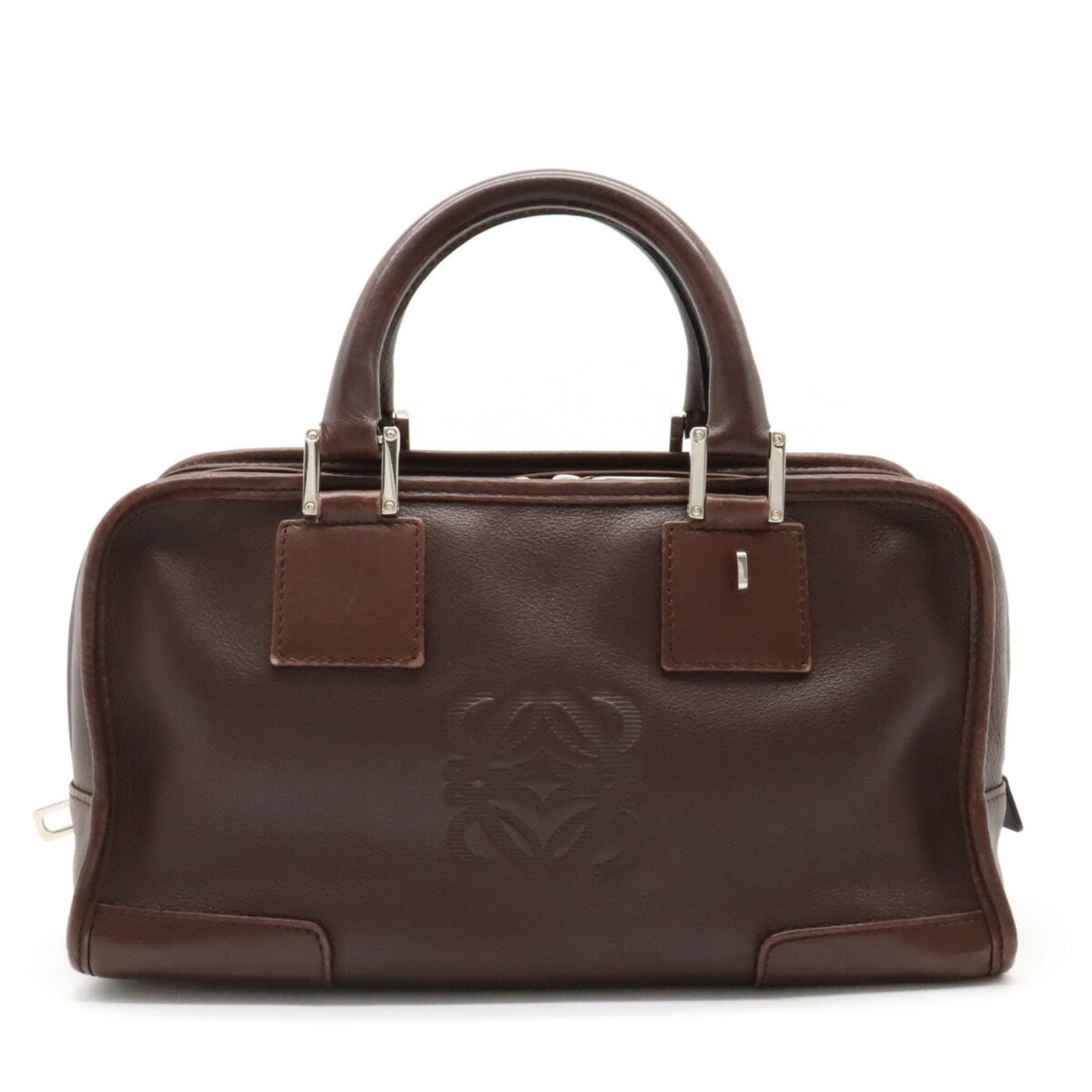 LOEWE Amazona 28 Anagram Handbag Boston Leather Brown 311.62.001: LOEWE Amazona 28 Anagram Handbag Boston Leather Brown 311.62.001 Brand: Loewe Line: Amazona Model: 311.62.001 Type: Handbag Material: Leather Leather: Color: Brown Outer Pocket: Zipper pocket Zipper p