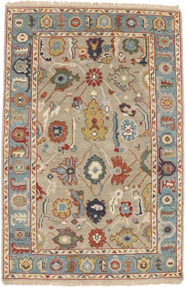 Oushak Chobi Muted Colors Floral Design 4X6 Oriental Rug Bathroom Bedroom Carpet: Oushak Chobi Muted Colors Floral Design 4X6 Oriental Rug Bathroom Bedroom Carpet Free continental US Shipping Type: Area Rugs Color: Muted Colors: Beige Blue Green Gold Rust etc Size: 4"0 x 6"2 Produc