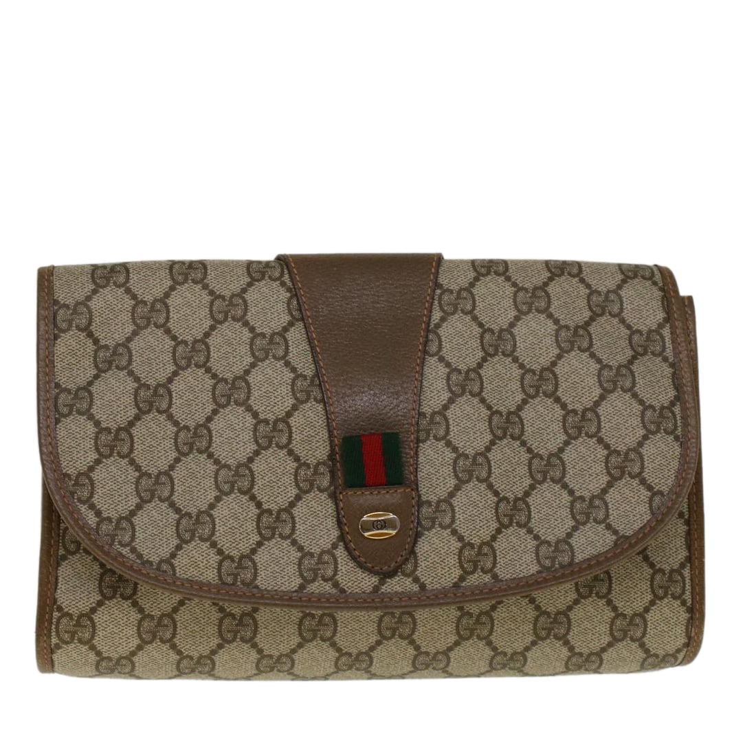 Gucci Web: Gucci Web Brand: Gucci Model: Web Color: Beige Material: Canvas Dimensions: W25cm x H13cm x D7cm : Gucci's GG canvas clutch featuring a beige red and green color palette embodies the perfect marriage