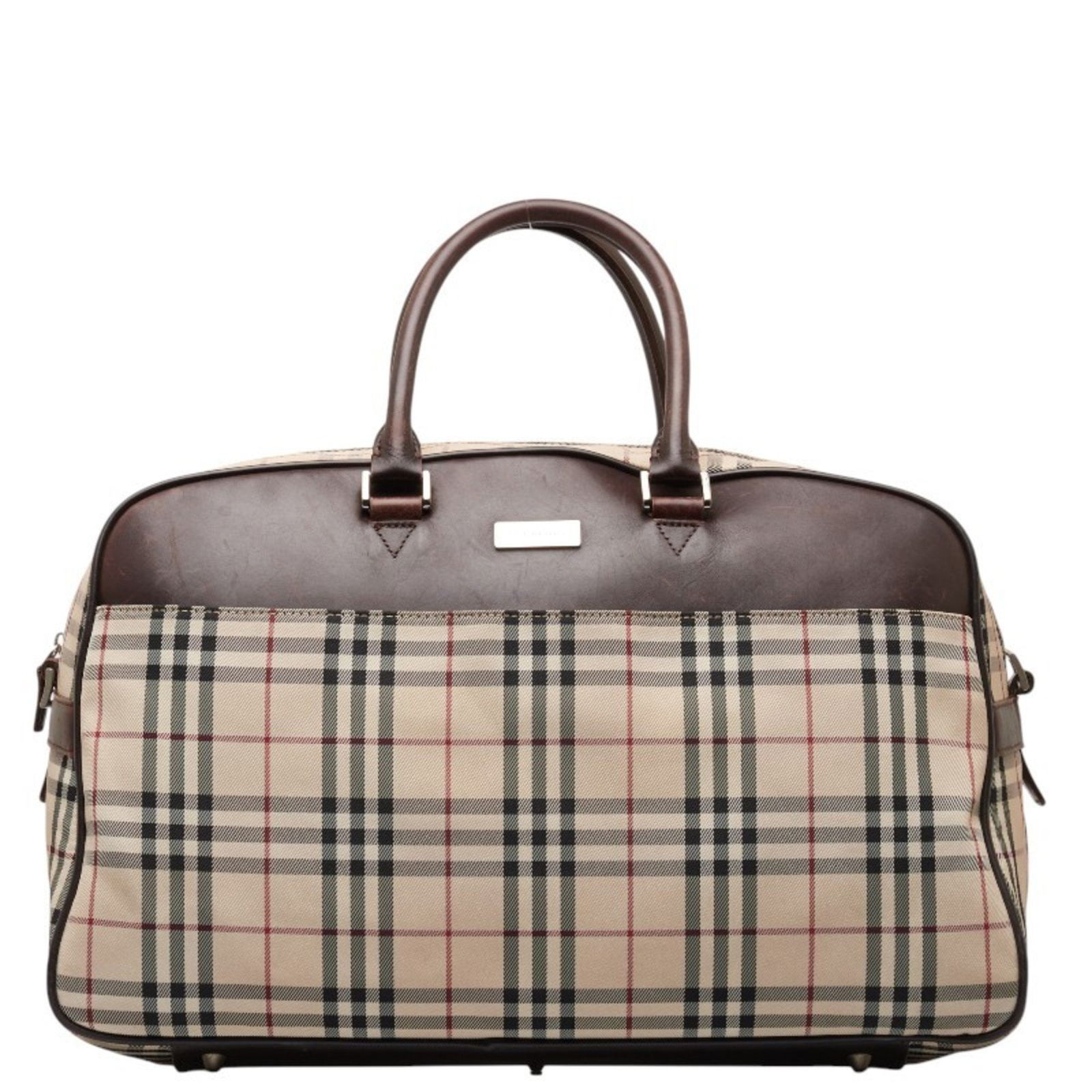 Burberry Nova Check Boston Bag Travel Beige Brown Canvas Leather Women's BURBERRY: Burberry Nova Check Boston Bag Travel Beige Brown Canvas Leather Women's BURBERRY Brand: Burberry Type: Boston bag Material: Canvas Canvas: Color: Beige brown Outer Pocket: Open pocket Open pocket: Ge