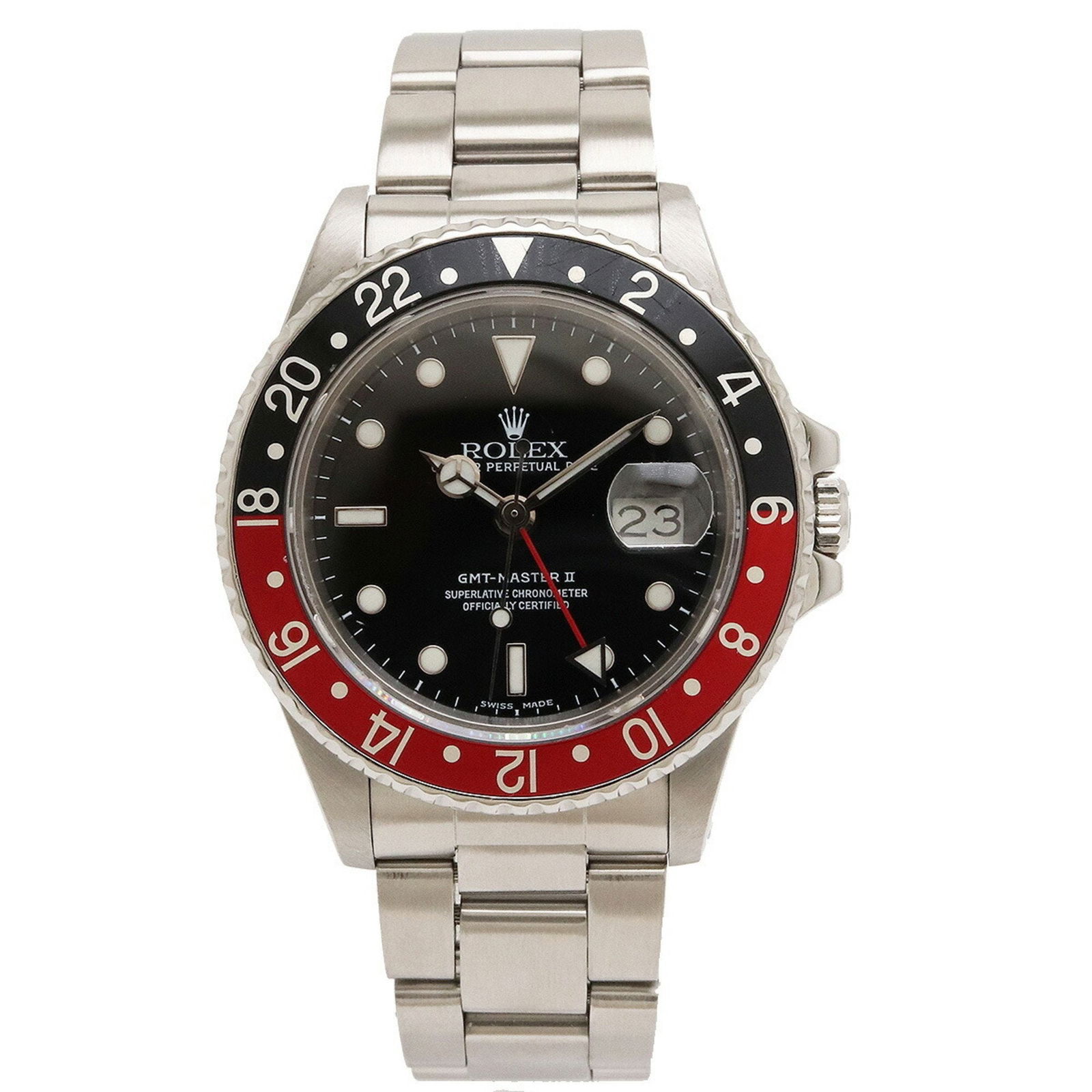 ROLEX GMT Master 2 Red and Black Bezel Dial Date SS Men's Automatic Watch No. 89 16760: ROLEX GMT Master 2 Red and Black Bezel Dial Date SS Men's Automatic Watch No. 89 16760 Brand: Rolex Line: GMT Master Country of Origin: Switzerland Type: Wristwatch Gender: Men Display: Analog Materia