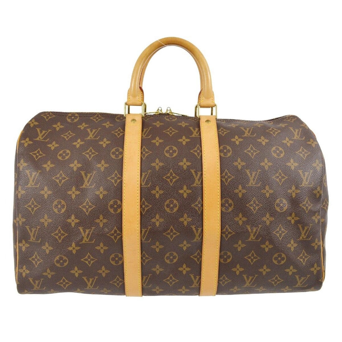 Louis Vuitton Monogram Keepall 45 Travel Duffle Handbag M41428 SP1926: Louis Vuitton Monogram Keepall 45 Travel Duffle Handbag M41428 SP1926 Bag Width: 18 in Pattern: Monogram Bag Height: 11 in Closure: Zip Handle/Strap Color: Beige Occasion: Travel Size: Extra Large Han