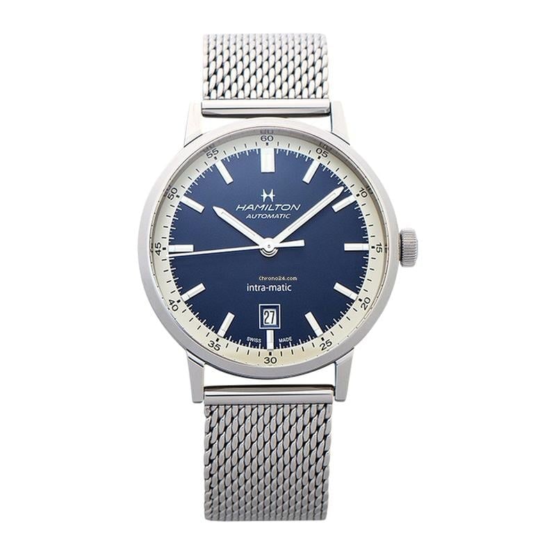 Hamilton Intra-Matic H38425140 - American Classic Intra-matic Auto Blue Dial Stainless Steel Men's: Hamilton Intra-Matic H38425140 - American Classic Intra-matic Auto Blue Dial Stainless Steel Men's Watch Brand: Hamilton Model: Intra-Matic Dealer product code: 25398A Movement: Automatic Case materia