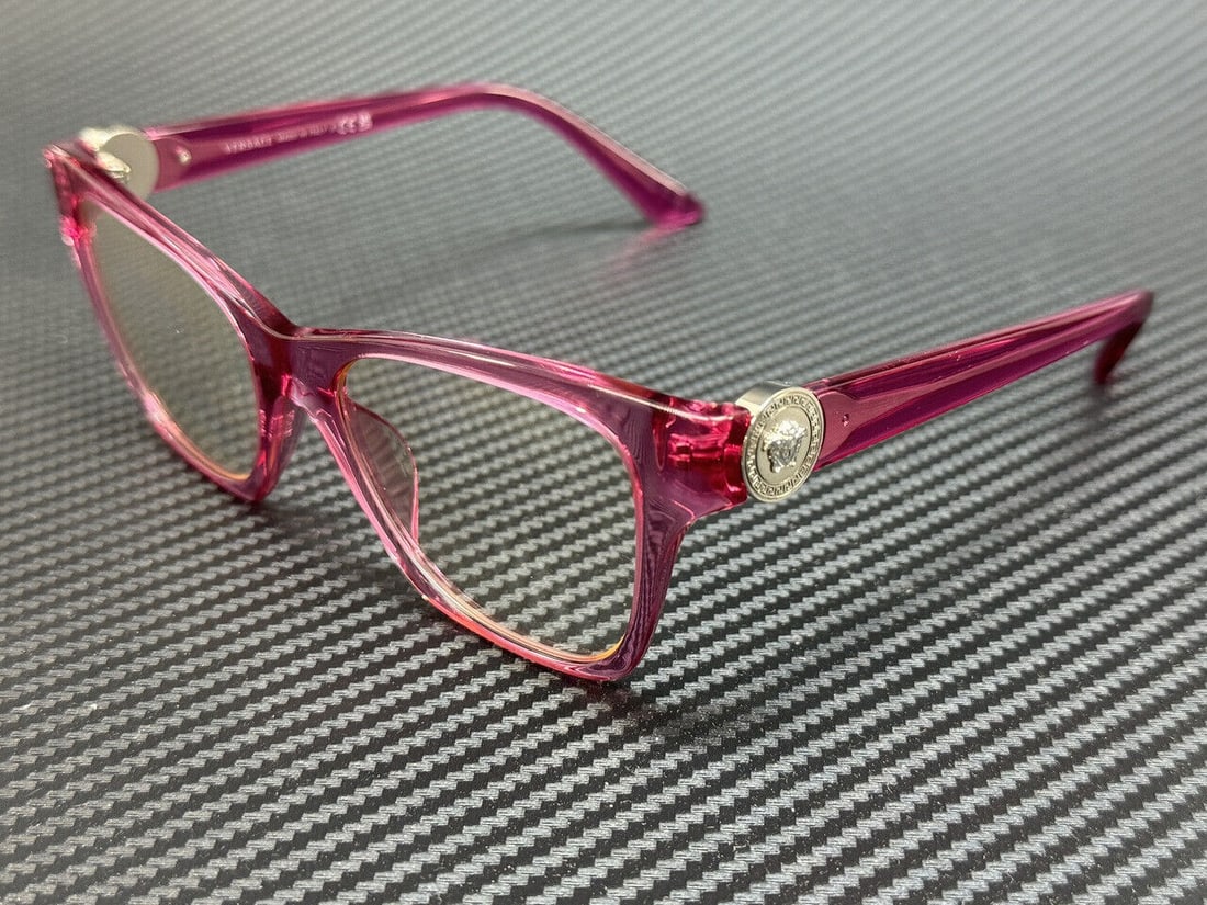 VERSACE VE3341U 5421 Transparent Pink 52 mm Womens Eyeglasses: VERSACE VE3341U 5421 Transparent Pink 52 mm Womens Eyeglasses Frame Color: Pink Type: Eyeglasses New The BIDHAUS Guarantee: All items in this auction are guaranteed to be 100% authentic. At Your Servi