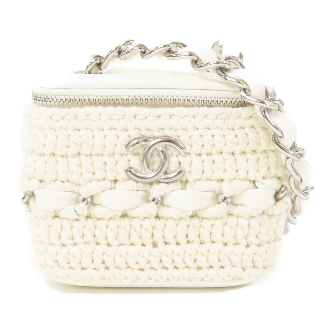 CHANEL CC SHW Chain Shoulder Bag Lambskin Leather/Cotton White: CHANEL CC SHW Chain Shoulder Bag Lambskin Leather/Cotton White Style: Shoulder Bag Exterior Material: Lambskin (sheep leather) Exterior Color: White Bag Height: 3.5 Bag Depth: 3.0 Bag Length: 4.1 Size