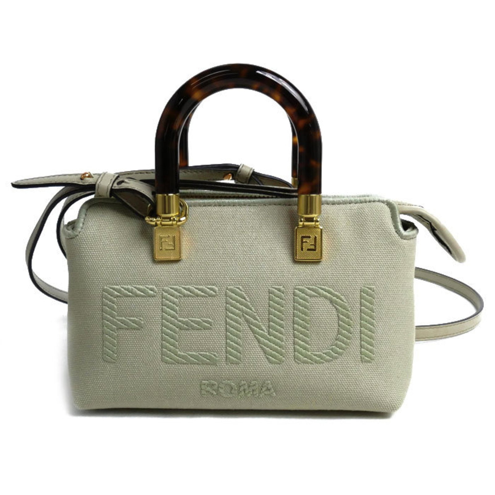 FENDI By the Way 2-Way Shoulder Bag Light Green 8BS067ANVGF1K3B Women's: FENDI By the Way 2-Way Shoulder Bag Light Green 8BS067ANVGF1K3B Women's Brand: Fendi Model: 8BS067ANVGF1K3B Country of Origin: Italy Type: Shoulder bag Material: Canvas Leather Canvas: Leather: Color: