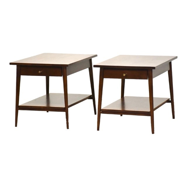 Refinished Paul McCobb Planner Group Side Tables - a Pair: Refinished Paul McCobb Planner Group Side Tables - a Pair A pair of mid century modern solid maple nightstands or end tables designed by Paul McCobb for Winchendon's Planner Group with polished brass