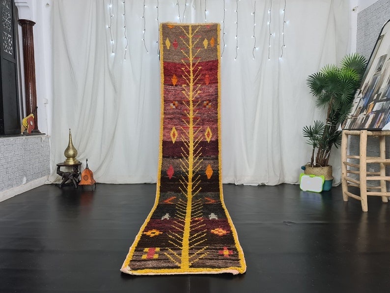 lovely Runner Rug: lovely Runner Rug Authentic Handmade Moroccan Berber Runner Rug with a traditional design handwoven in the Middle Atlas Mountains by local Berber women weavers using local natural sheep wool and tradi