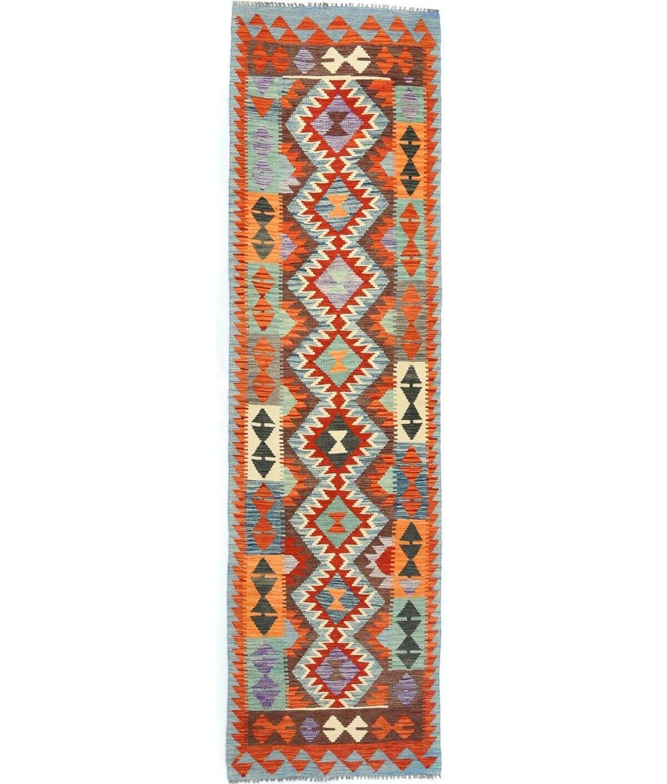 Reversible Multicolored Geometric 3X10 Kilim Oriental Runner Rug Woven Carpet: Reversible Multicolored Geometric 3X10 Kilim Oriental Runner Rug Woven Carpet Free continental US Shipping Type: Runners Color: Multicolored Size: 2"7 X 9"9 Material: Wool Production Technique: Woven 