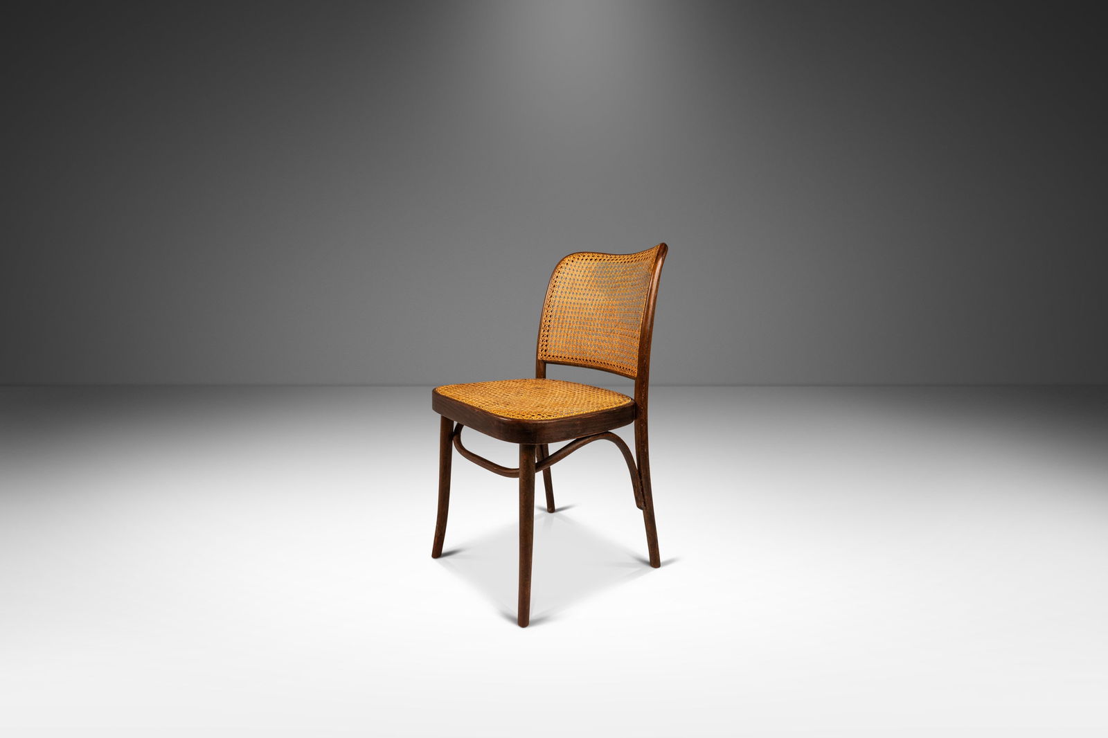 Single Bentwood Prague Model 811 Side Dining Chair by Josef Frank for Stendig in Walnut w/ Original: Single Bentwood Prague Model 811 Side Dining Chair by Josef Frank for Stendig in Walnut w/ Original Cane Seat & Back Poland c. 1960s Single Bentwood Prague Model 811 Side Dining Chair by Josef Frank f