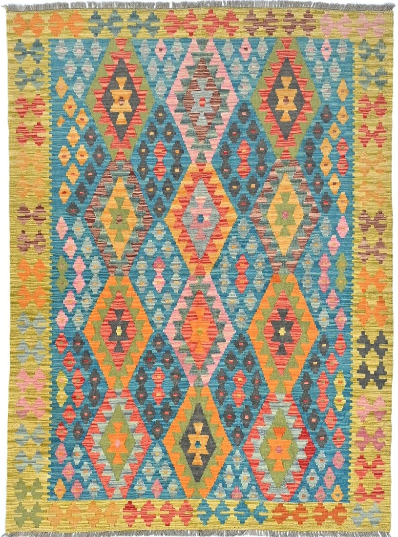 Kilim Oriental Rug Multicolored Geometric 51 X 68 Reversible Bedroom Carpet: Kilim Oriental Rug Multicolored Geometric 51 X 68 Reversible Bedroom Carpet Free continental US Shipping Type: Area Rugs Color: Multicolor Size: 5"1 X 6"8 Material: Wool Production Technique: Woven It