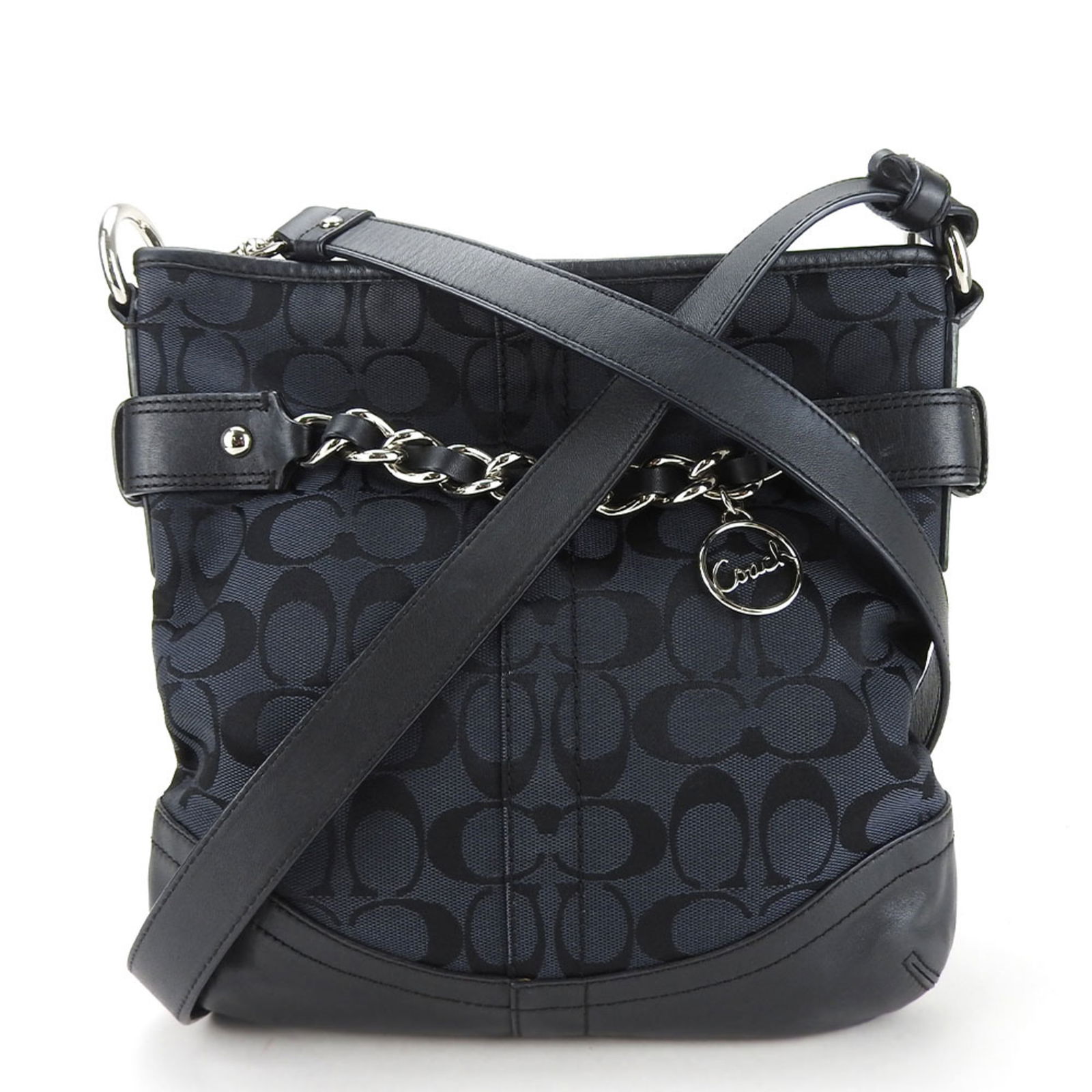 Coach Shoulder Bag 23768E Signature Canvas Leather Black Charcoal Women's COACH: Coach Shoulder Bag 23768E Signature Canvas Leather Black Charcoal Women's COACH Brand: Coach Line: Signature Model: 23768E Type: Shoulder bag Material: Canvas Leather Canvas: Leather: Color: Black Sty