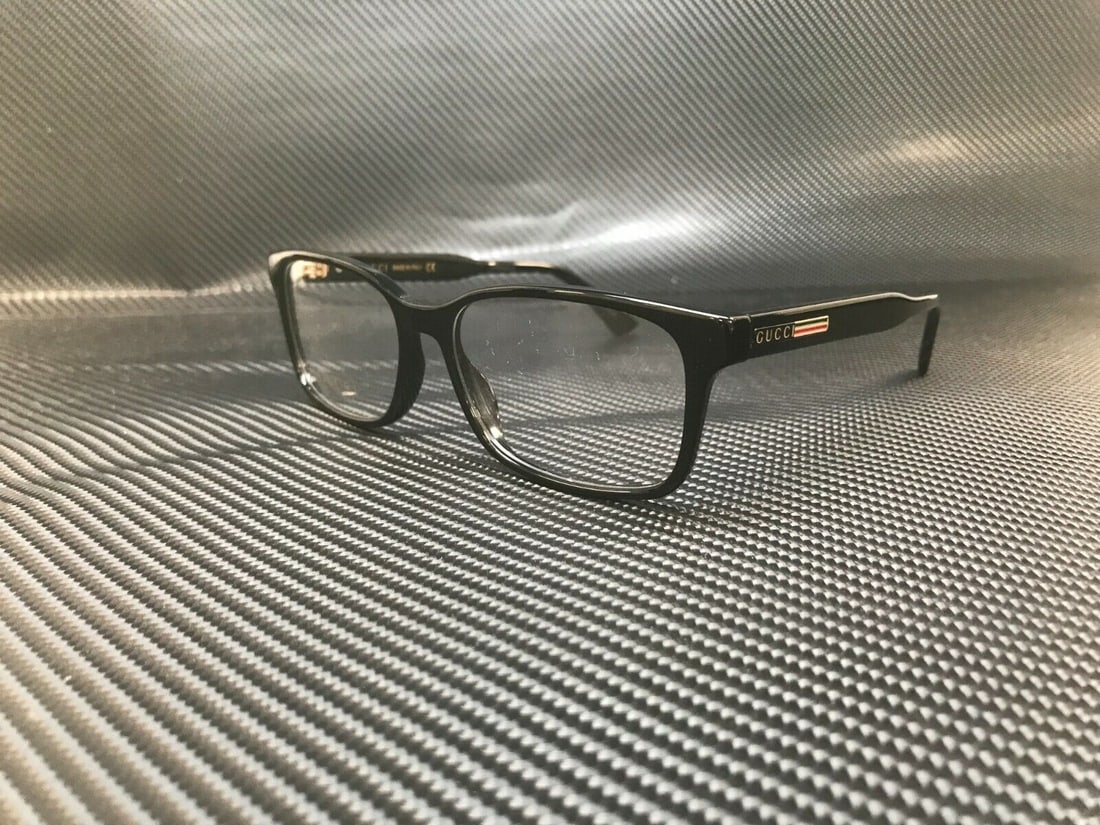 GUCCI GG0826O 004 Black Rectangle Mens 55 mm Eyeglasses: GUCCI GG0826O 004 Black Rectangle Mens 55 mm Eyeglasses Style: Rectangle Type: Eyeglasses Frame Color: Black New The BIDHAUS Guarantee: All items in this auction are guaranteed to be 100% authentic. A